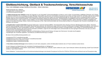 Trockenschmierung, Gleitlack, Haftreibungsreduzierender Lack